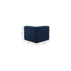 Modway Conjure Channel Tufted Upholstered Performance Velvet Sectional Sofa Left Corner Chair in Black Midnight Blue