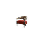 Vintage Accent Chair Upholstered Solid Wood Armchair Floral Fabric Lounge Chair for Living Room Bedroom Small Spaces Classic Designer Single Sofa Chair (Green)
