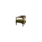 Vintage Accent Chair Upholstered Solid Wood Armchair Floral Fabric Lounge Chair for Living Room Bedroom Small Spaces Classic Designer Single Sofa Chair (Green)