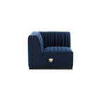 Modway Conjure Channel Tufted Upholstered Performance Velvet Sectional Sofa Left Corner Chair in Black Midnight Blue