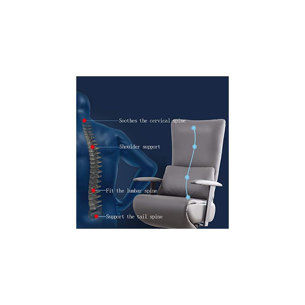 Chairs Reclining Boss Chair Ergonomic Office Chair Comfortable and Sedentary Computer Chair Home Back Seat (Color : Light Grey)