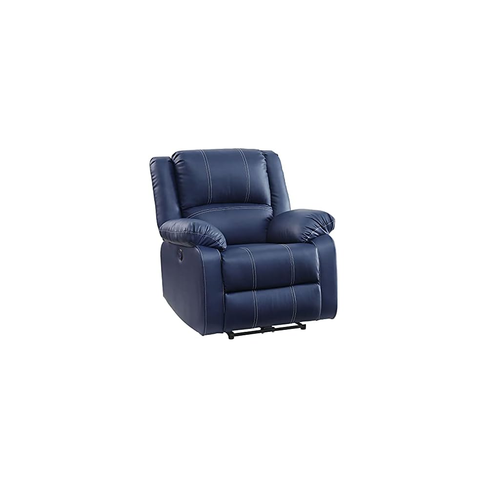 Power Recliner Up to 250 LBS Single Sofa Reading Chair Ergonomic Lounge Chair Living Room Chair USB Ports Easy-to-Reach Side Button Blue