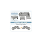Merax Modern Sectional Sofa with Storage Ottoman (Gray)