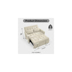 3 in 1 Convertible Sofa Bed, Pull Out Couch with Side Pocket, Sleeper Sofa with Adjustable Backrest | USB Charging Port | Two Pillows | Fabric | Ivory
