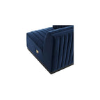 Modway Conjure Channel Tufted Upholstered Performance Velvet Sectional Sofa Left Corner Chair in Black Midnight Blue
