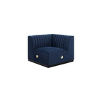 Modway Conjure Channel Tufted Upholstered Performance Velvet Sectional Sofa Left Corner Chair in Black Midnight Blue