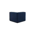 Modway Conjure Channel Tufted Upholstered Performance Velvet Sectional Sofa Left Corner Chair in Black Midnight Blue