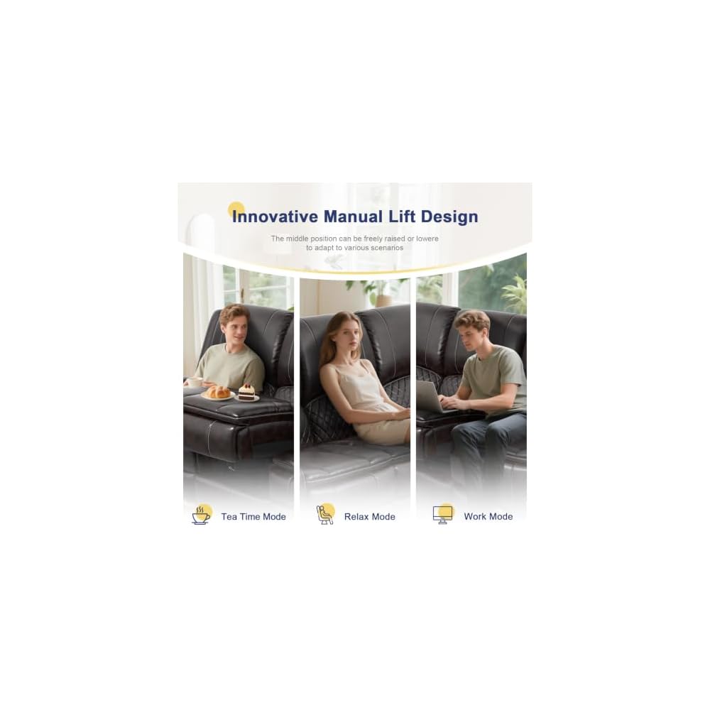 3+1 Recliner Sofa Set, Manual Reclining Couch Wall Hugger (PU, Brown)