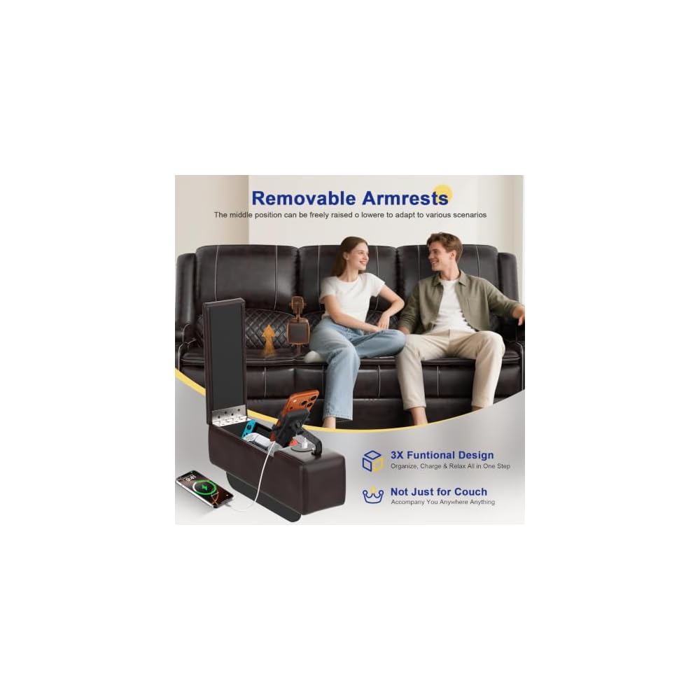 3+1 Recliner Sofa Set, Manual Reclining Couch Wall Hugger (PU, Brown)