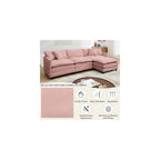 Sectional Sofa Modular Deep Seat Sofa Couch with Ottoman, 108'' L Shape Chenille Sofa Sleeper Comfy Upholstered Furniture for Living Room, Apartment, Studio, Office (Pink, 108.27"- L Shape)