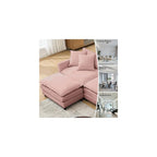 Sectional Sofa Modular Deep Seat Sofa Couch with Ottoman, 108'' L Shape Chenille Sofa Sleeper Comfy Upholstered Furniture for Living Room, Apartment, Studio, Office (Pink, 108.27"- L Shape)