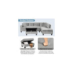 Merax Modern Sectional Sofa with Storage Ottoman (Gray)