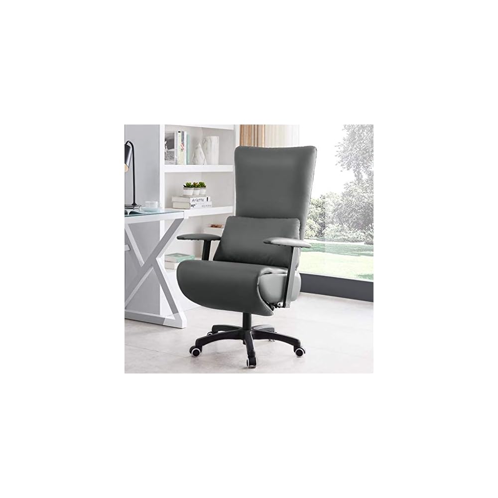 Chairs Reclining Boss Chair Ergonomic Office Chair Comfortable and Sedentary Computer Chair Home Back Seat (Color : Light Grey)