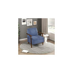 Lexicon Modern Accent Chair with Solid Wood Frame in Chestnut Finish, Chenille Fabric Upholstered Living Room Lounge Arm Chair, Thick and Comfy Innerspring Seat Cushion, Beige