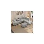 Merax Modern Sectional Sofa with Storage Ottoman (Gray)