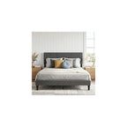 Queen Bed Frame with Upholstered Headboard - 3 Adjustable Heights 39"-41"-43", 1300 lbs Heavy Duty 12 Legs Platform Bed, Easy Assembly, Grey