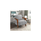 Lexicon Modern Accent Chair with Solid Wood Frame in Chestnut Finish, Chenille Fabric Upholstered Living Room Lounge Arm Chair, Thick and Comfy Innerspring Seat Cushion, Beige