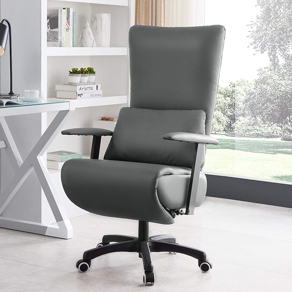 Chairs Reclining Boss Chair Ergonomic Office Chair Comfortable and Sedentary Computer Chair Home Back Seat (Color : Light Grey)