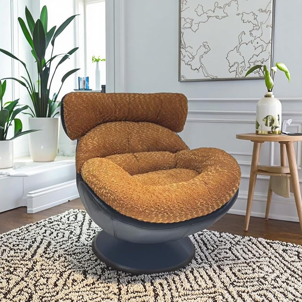 Recliner Chair, Brown Fabric Plush Lounge Chair for Living Room & Bedroom