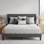 Queen Bed Frame with Upholstered Headboard - 3 Adjustable Heights 39"-41"-43", 1300 lbs Heavy Duty 12 Legs Platform Bed, Easy Assembly, Grey