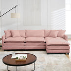 Sectional Sofa Modular Deep Seat Sofa Couch with Ottoman, 108'' L Shape Chenille Sofa Sleeper Comfy Upholstered Furniture for Living Room, Apartment, Studio, Office (Pink, 108.27"- L Shape)