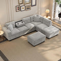 Merax Modern Sectional Sofa with Storage Ottoman (Gray)