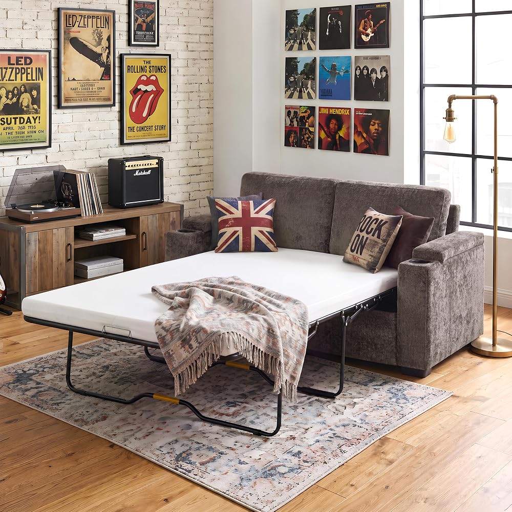 Merax 56.7" Pull Out Sofa Bed with Full Size Mattress, Sleeper Sofa Couch
